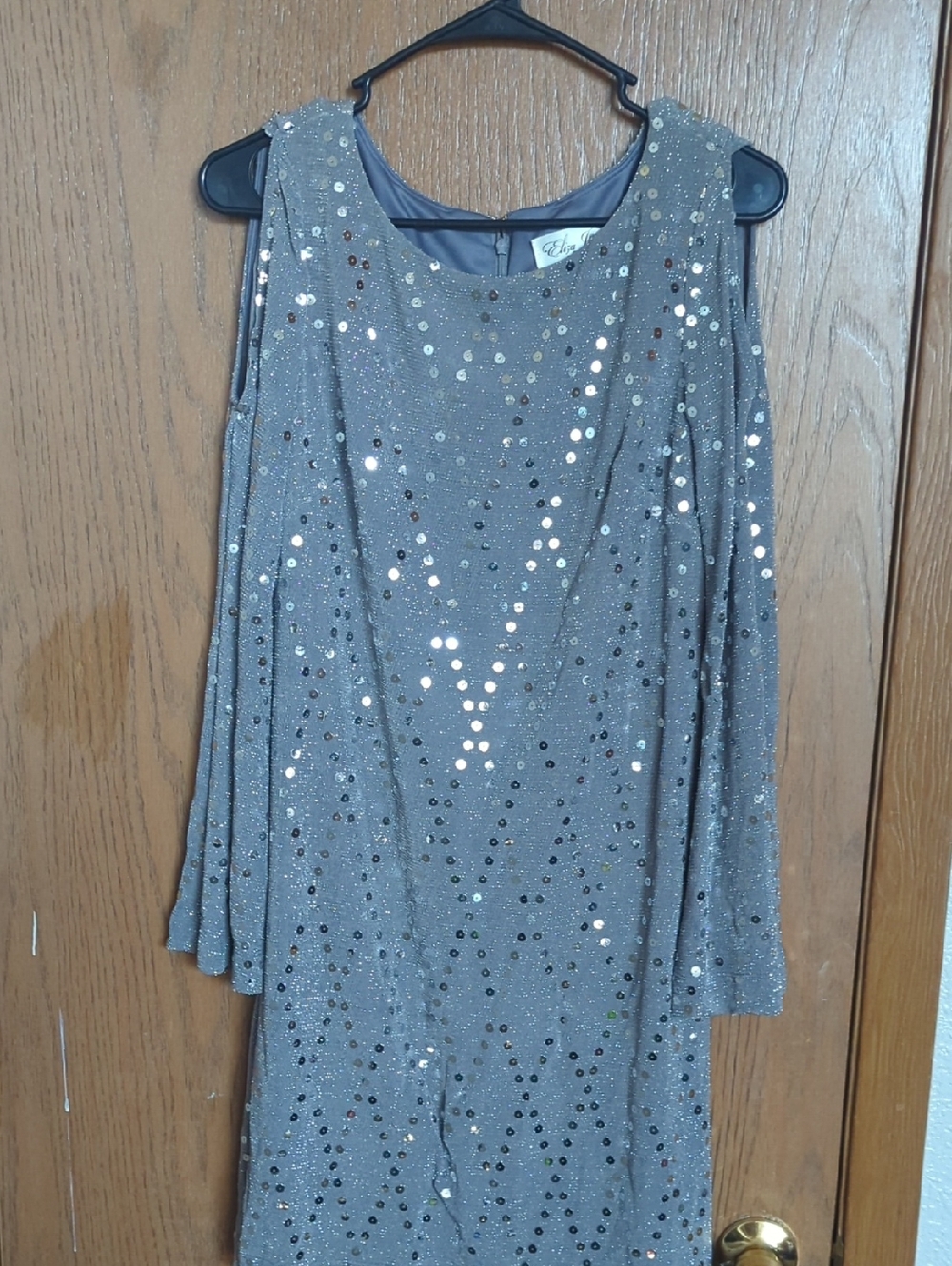 Eliza J Silver Sequin Evening Dress